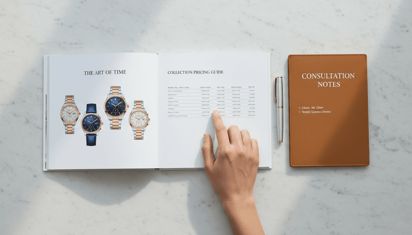 Clear pricing documentation for luxury watch consultation