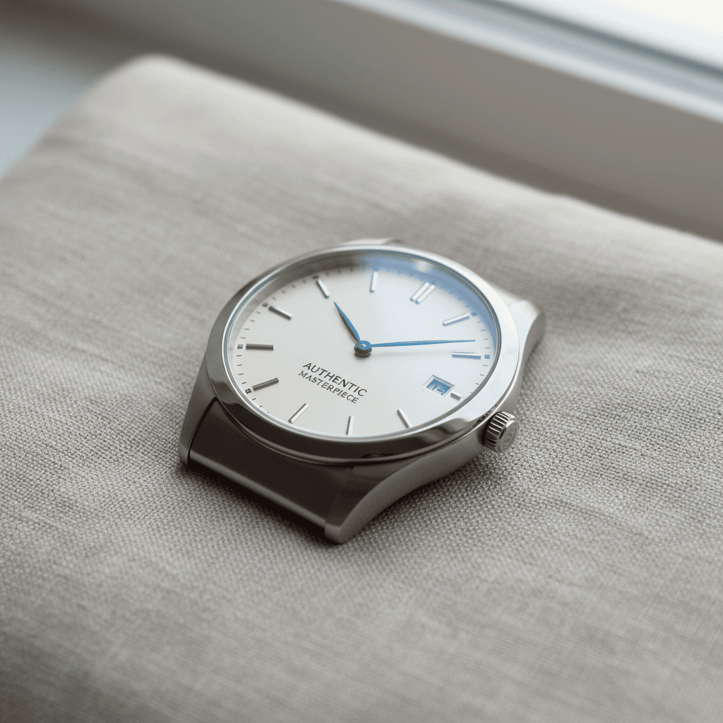 Pre-owned luxury watch with authentication documentation