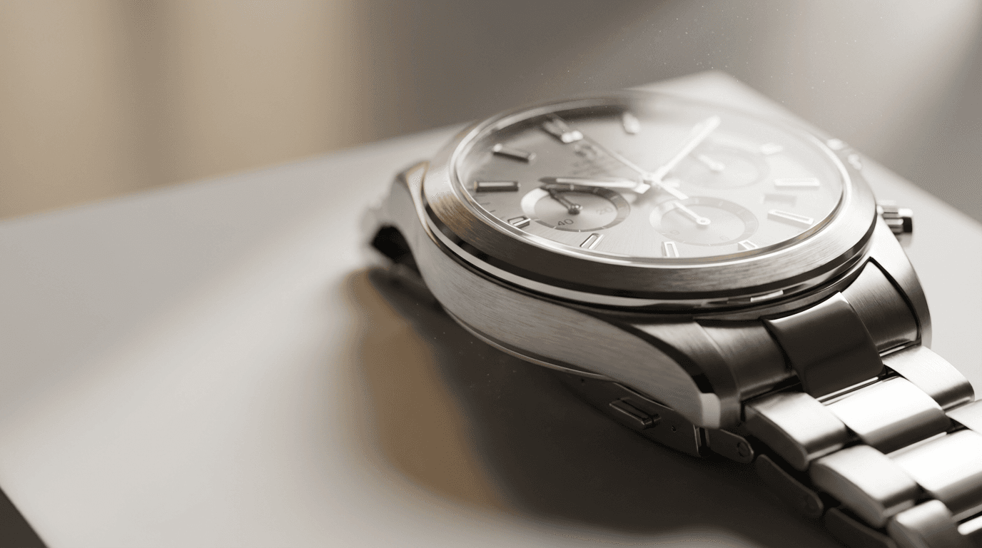New luxury watch with polished dial and precise details